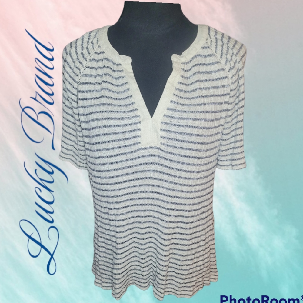 Lucky Brand Stripped Woven Top Sz M